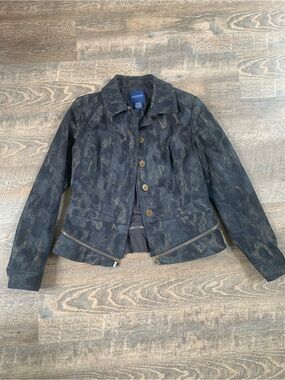 Vintage Doncaster collection Navy with Gold Metallic-Print Jacket